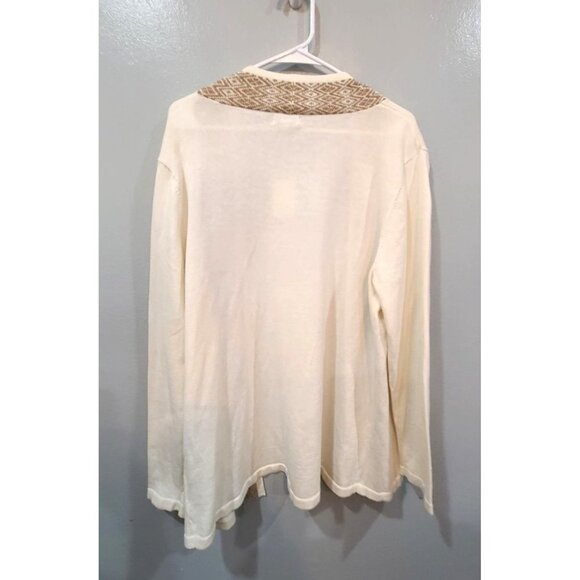 Croft And Barrow Cardigan Women's XL Cream Open Front Aztec Cozy Fall Winter NWT - Picture 2 of 5